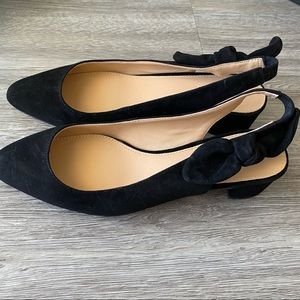 J. Crew suede sling back bow block heel sz 6.5